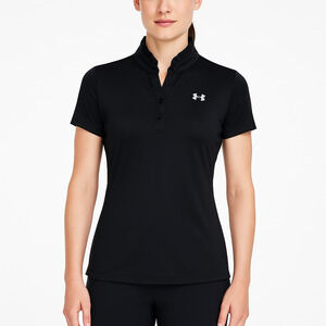 Under Armour Black Short Sleeve Button Down Collar Polo Shirt Womens